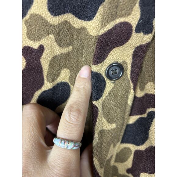 Vintage Woolrich Camoflauge Duck Camo Frog Skin 100% Wool Button Size L Made USA - Picture 5 of 11